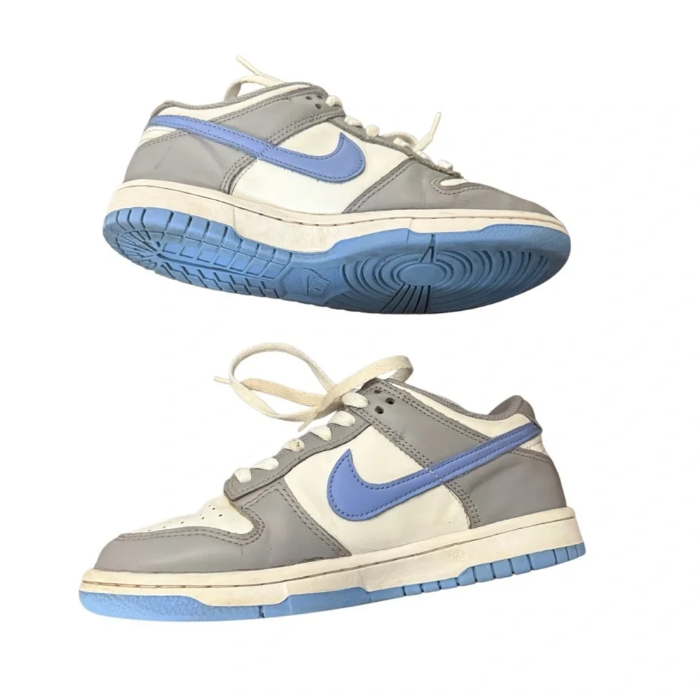 Nike Dunk Low White and Blue “Cement Royal” Athletic Shoes-Size 5Y